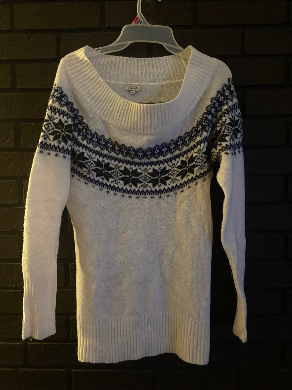 Kismet White Off-the-Shoulder Nordic-Pattern Sweater